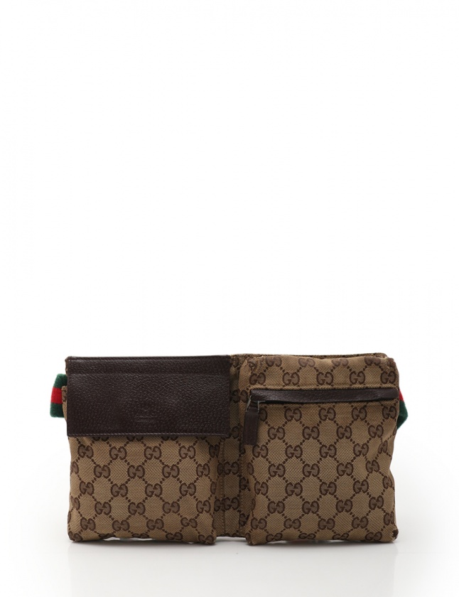 グッチ GUCCI ボディバッグ GGキャンバス ウエストバッグ ベージュ 茶 