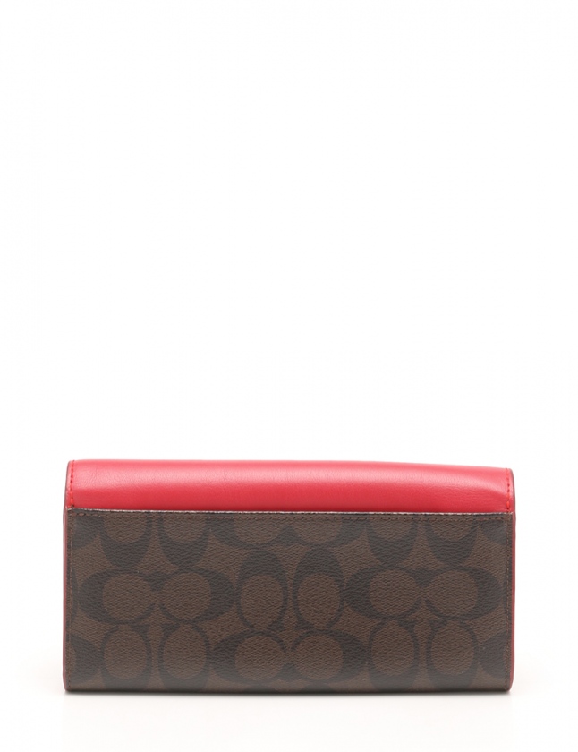 コーチ Coach 二つ折り長財布 シグネチャー 茶 赤 小物 Pvc レザー F レディース 114 ベクトルパーク コーチ Coach 二つ折り長財布 シグネチャー 茶 赤 小物 Pvc レザー F レディース 114 ベクトルパーク