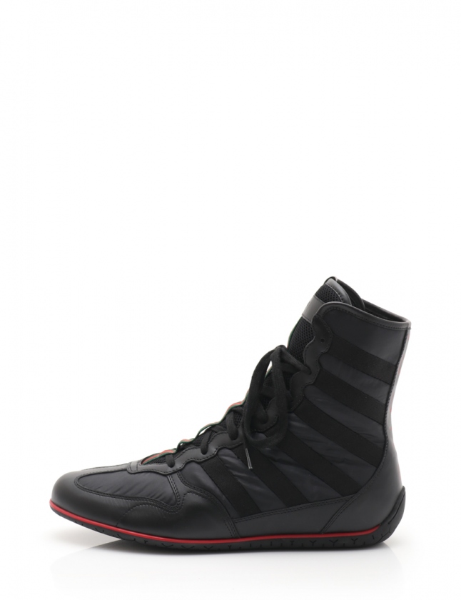 グッチ GUCCI ブーツ シェリーライン 黒 緑 赤 8.5 シューズ 27.5cm