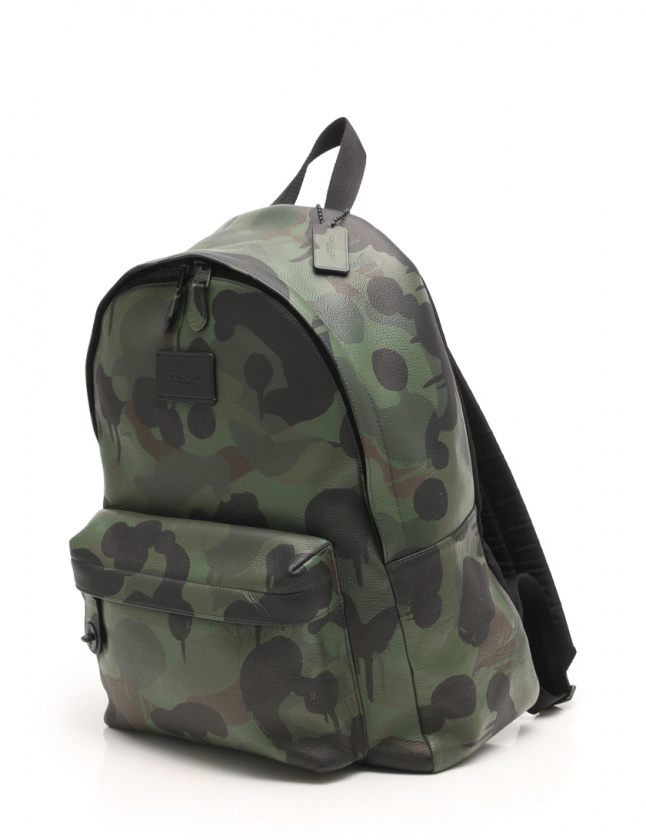コーチ COACH バックパック カモフラージュ 緑 カーキ 黒 72063 PVC 
