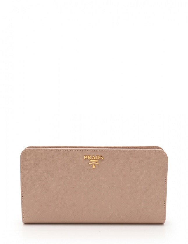 PRADA 二つ折り財布 ベージュ サフィアーノレザー 【公式通販】