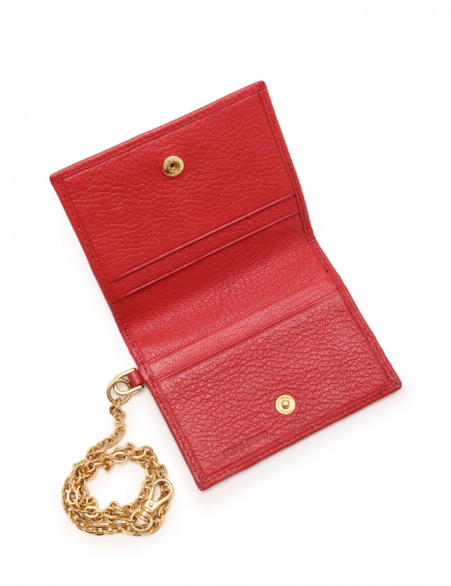 ミュウミュウ miumiu カードケース 赤 小物 レザー 5MC320 MADRAS