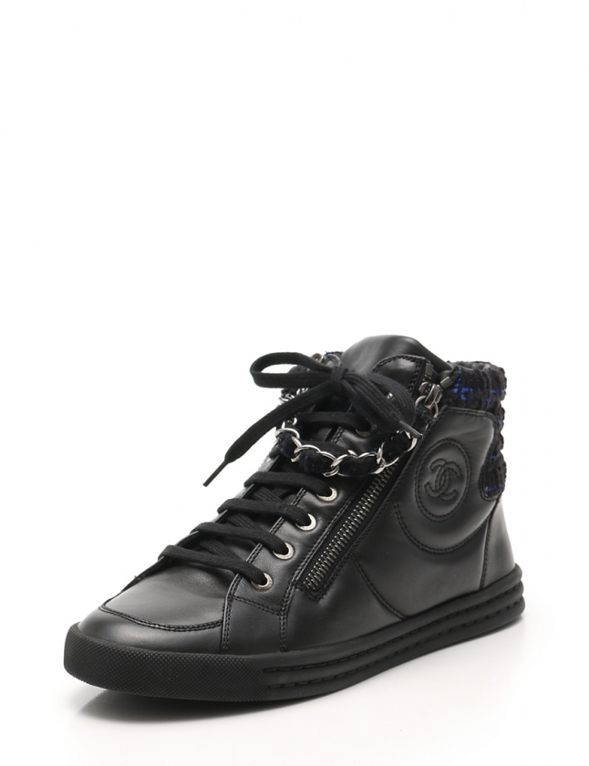 シャネル CHANEL ハイカットスニーカー ココマーク ダブルジップ 