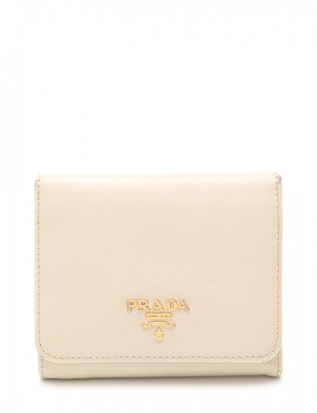 プラダ PRADA 三つ折り財布 アイボリー 小物 サフィアーノレザー 