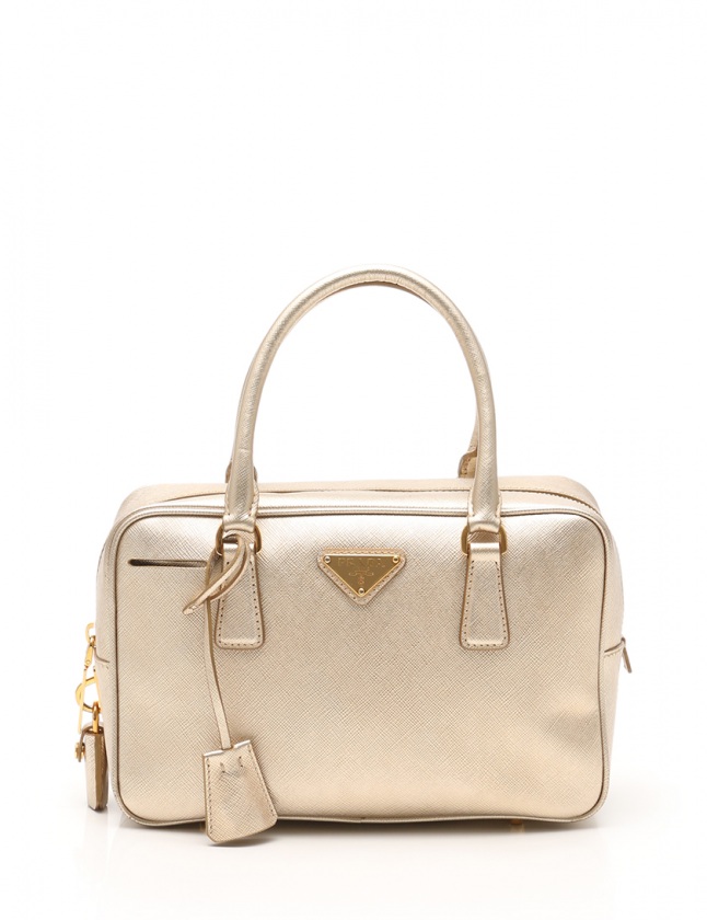 プラダ PRADA ハンドバッグ レディース ゴールド 1BA906 V EOJ NZV F0522 PLATINO PRADA プラダ ブラウン ゴールド金具 レザー トートバッグ ショルダー