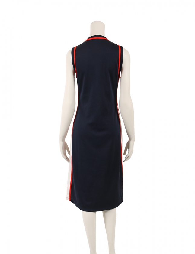 トリーバーチ Tory Burch ワンピース ネイビー 赤 白 S P ノースリーブ ひざ丈 ライン Tory Sports Track Dress レディース 114 ベクトルパーク
