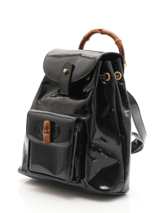 美品　GUCCI グッチ　黒 リュック　バックパック　バンブー　エナメル 楽天市場】【バッグ】GUCCI グッチ バンブー リュック リュック