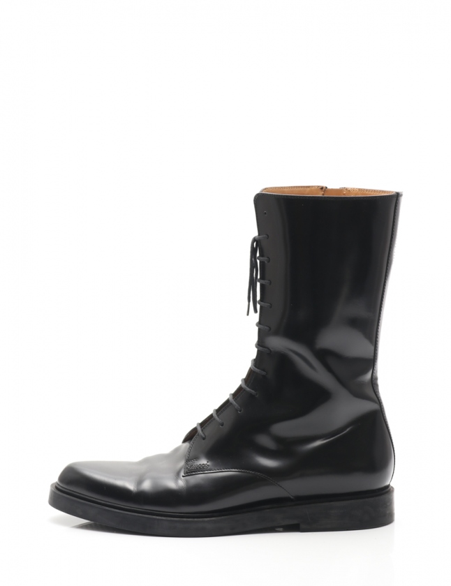 グッチ GUCCI レースアップブーツ 黒 8.5 シューズ 27cm 225072 レザー 