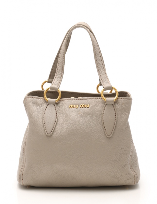 MIU MIU グレー ハンドバッグ ミュウ ミュウ Miu Miu マテラッセ レザー 2way ハンドバッグ