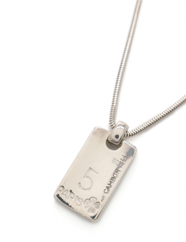 シャネル CHANEL ネックレス カメリア No.5 No.19 プレート シルバー 