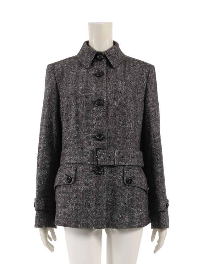 バーバリー ツイードジャケットコート　 グレー burberry “ladies tweed jacket” Irish tweed イングランド製