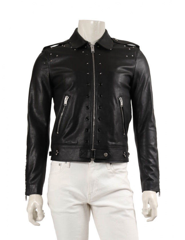 サンローラン パリ SAINT LAURENT PARIS レザージャケット 黒 44 