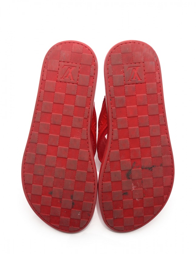 LOUIS VUITTON トングサンダル レッド　ダミエ ルイヴィトン LOUIS VUITTON トングサンダル ダミエ 赤 6