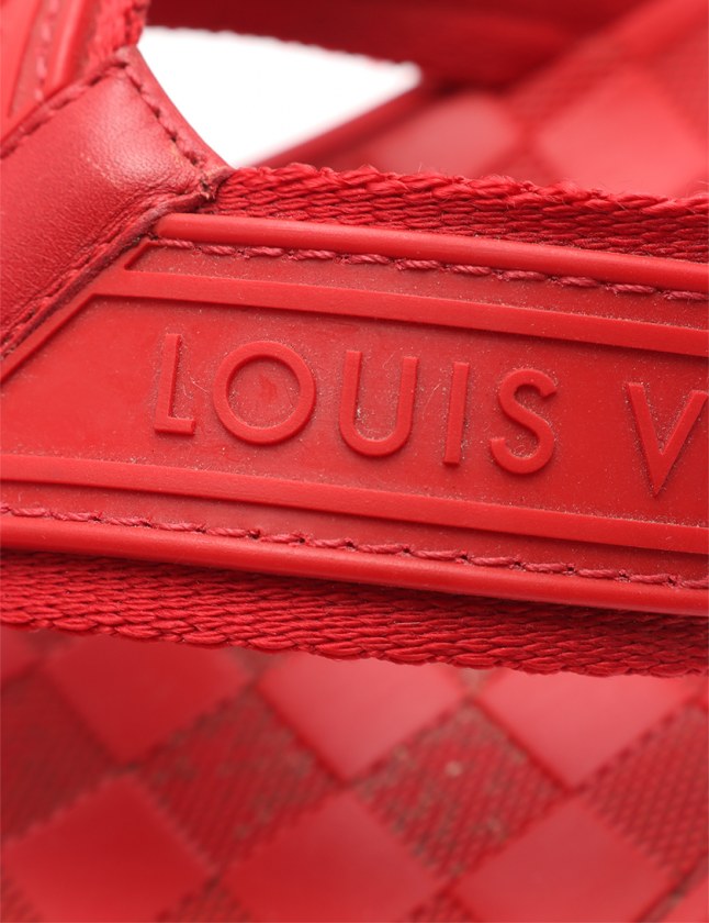 LOUIS VUITTON トングサンダル レッド　ダミエ ルイヴィトン LOUIS VUITTON トングサンダル ダミエ 赤 6
