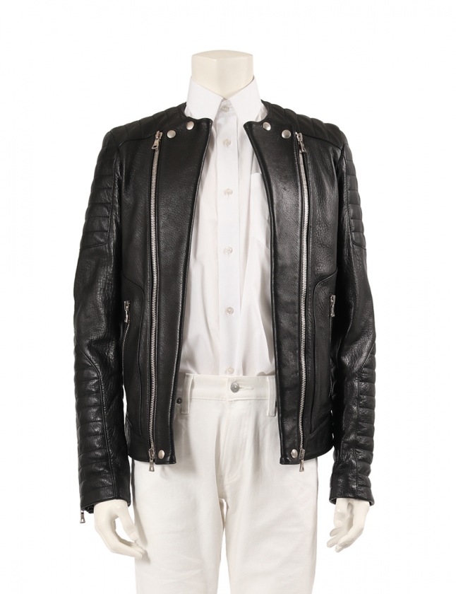 バルマン BALMAIN レザージャケット 黒 48 アウター 無地 M ラムレザー  