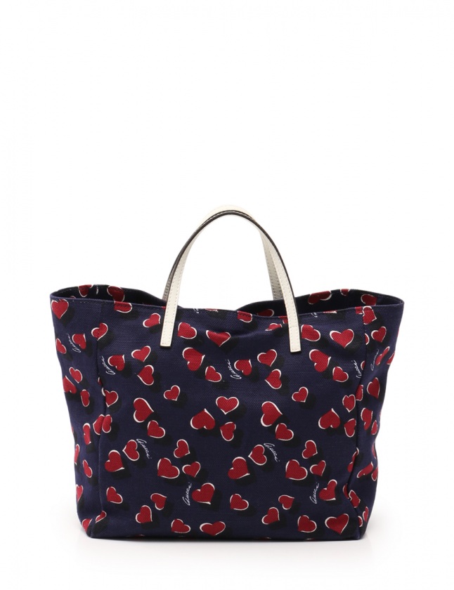 グッチ GUCCI トートバッグ ハート柄 ネイビー ボルドー 白 284721 