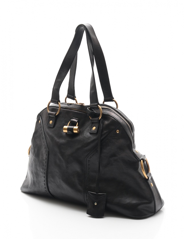 イヴサンローランリヴゴーシュハンドバッグ ミューズバッグ 黒 レザー