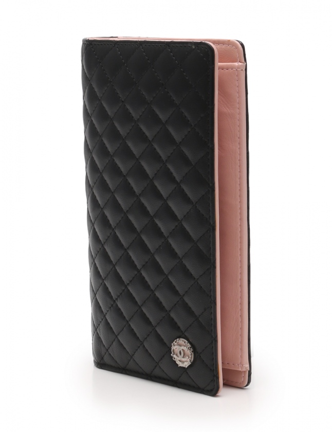 シャネル CHANEL 二つ折り長財布 マイクロマトラッセ 黒 小物  