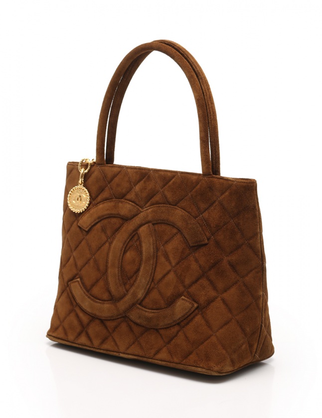 シャネル CHANEL トートバッグ 復刻トート 茶 スエード ゴールド金具 