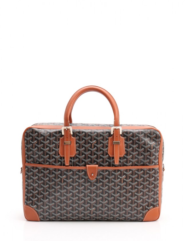 ゴヤール GOYARD ビジネスバッグ アンバサードMM 黒 茶 コーティング 