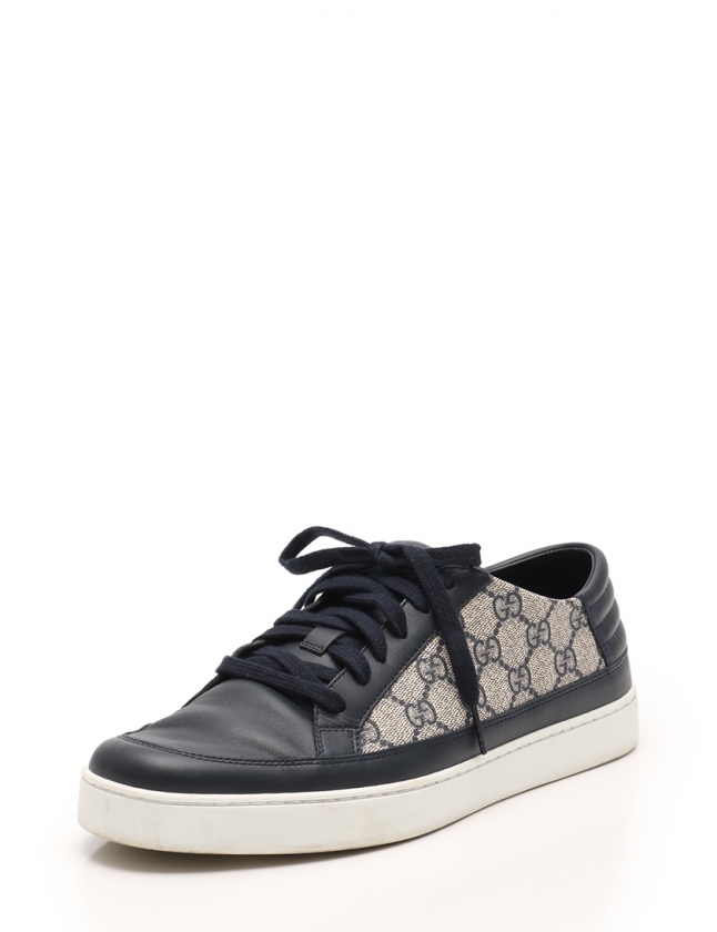 グッチ GUCCI ローカットスニーカー GGスプリーム ネイビー ベージュ 8 