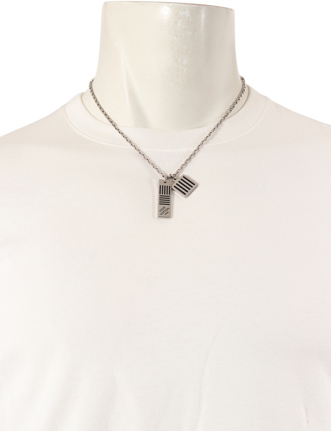 ルイヴィトン Louis Vuitton プレートネックレス コリエ ダミエカラーズ シルバー アクセサリー M メンズ 114 ベクトルパーク