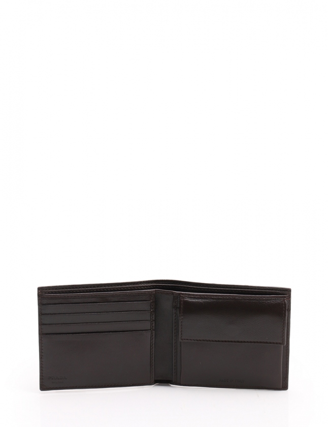 プラダ PRADA 二つ折り財布 STRUZZO 茶 小物 オーストリッチ