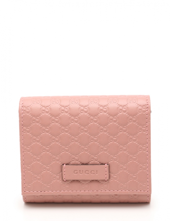 グッチ GUCCI 三つ折り財布 マイクログッチシマ ピンク 小物 