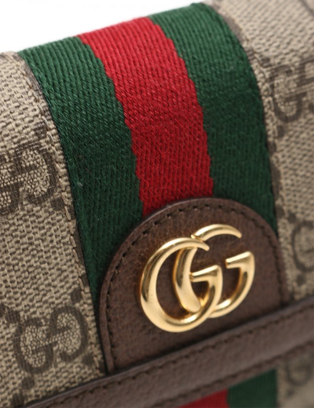 GUCCI 三つ折り財布 黒 赤 緑　レザー GUCCI/グッチ】 オフィディア ミニウォレット シェリーライン