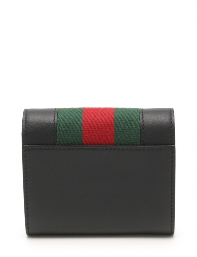 グッチ GUCCI 三つ折り財布 シルヴィ 黒 緑 赤 小物 レザー 476081 