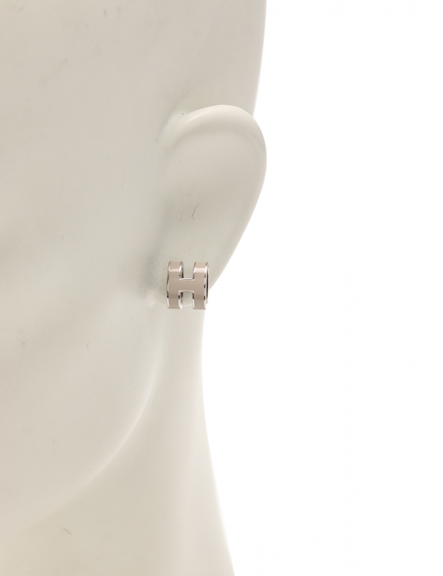 エルメス HERMES ピアス ポップH シルバー マロングラッセ  