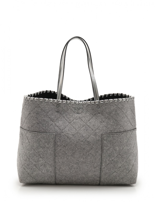 トリーバーチ TORY BURCH トートバッグ ブロックT グレー シルバー 