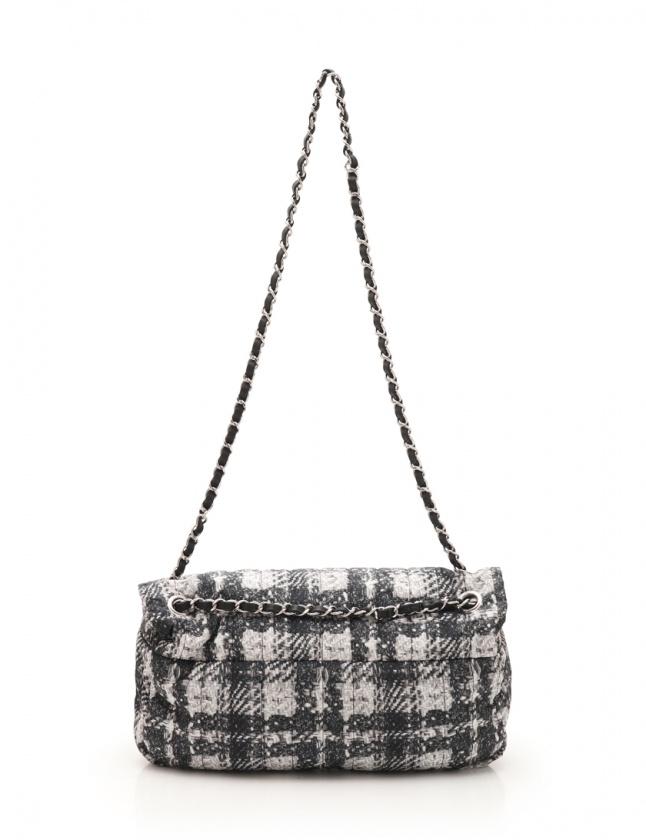 シャネル CHANEL チェーンショルダーバッグ 黒 グレー 白 A66457