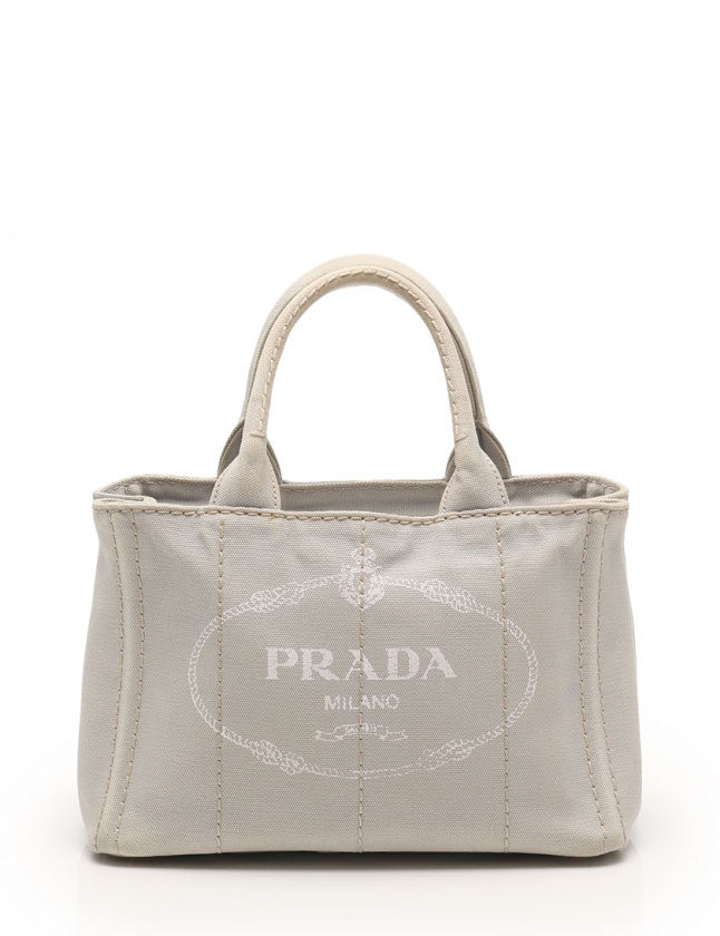 プラダ PRADA トートバッグ ショルダーバッグ カナパ ライトグレー 