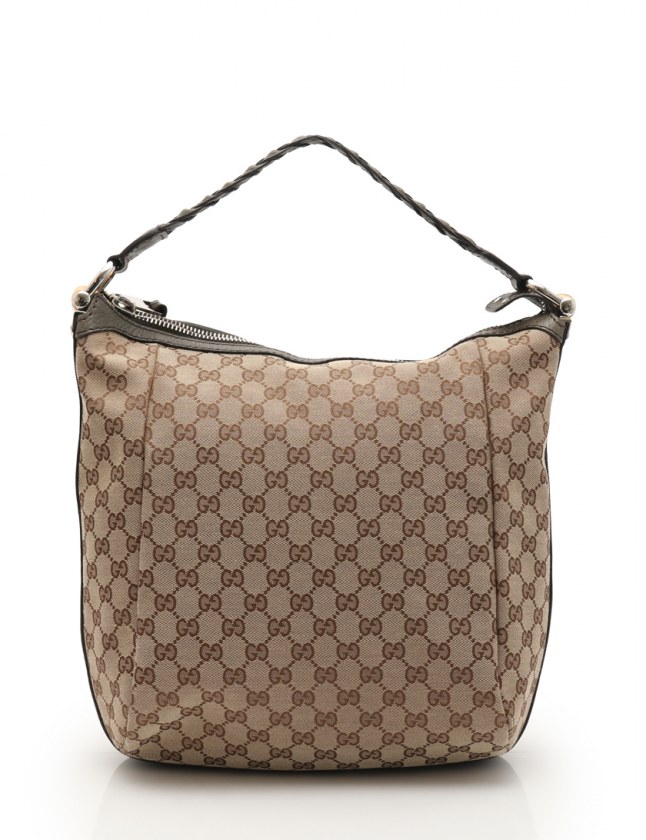 グッチ GUCCI ショルダーバッグ GGキャンバス バンブー ベージュ 茶 