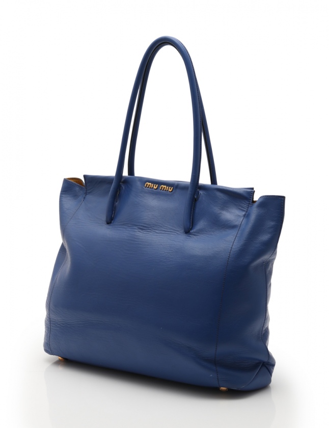 ミュウミュウ miumiu トートバッグ 青 レザー レディース 114
