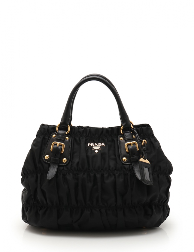 プラダ PRADA ハンドバッグ ギャザー ショルダーバッグ 黒 BN1792 
