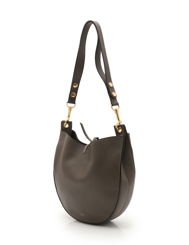 セリーヌ CELINE ショルダーバッグ ホーボー グレーカーキ