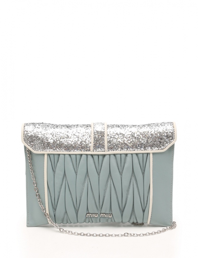 ミュウミュウ miumiu ショルダーバッグ ナッパ マテラッセ 水色 
