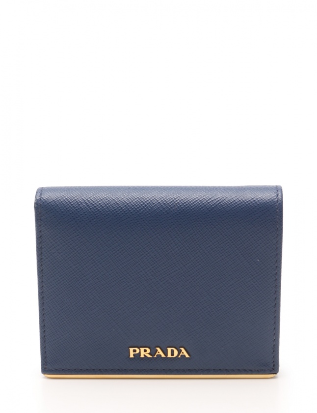プラダ PRADA 二つ折り財布 ネイビー 小物 サフィアーノレザー 1MV204 