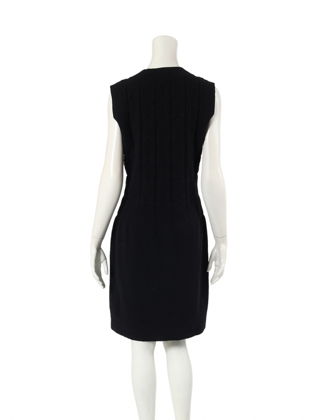 シャネル CHANEL ワンピース ニット 黒 42 ノースリーブ ひざ丈 ワン