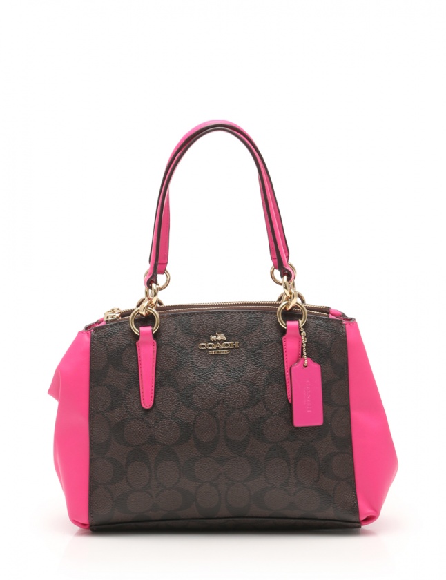 コーチ COACH ハンドバッグ シグネチャー ダークブラウン ピンク コーチ COACH ハンドバッグ シグネチャー ダークブラウン ピンク