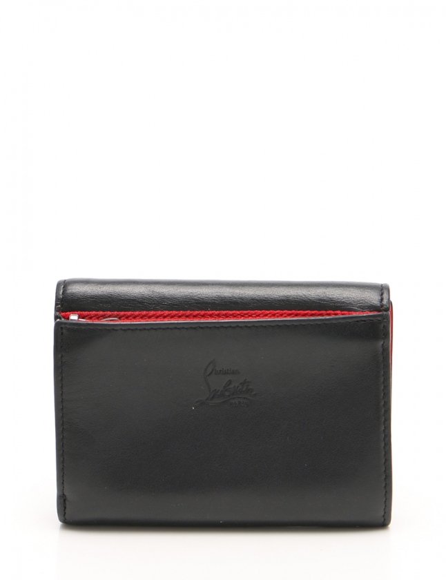 クリスチャンルブタン スパイクスタッズ レザー 三つ折り財布 F ベージュ