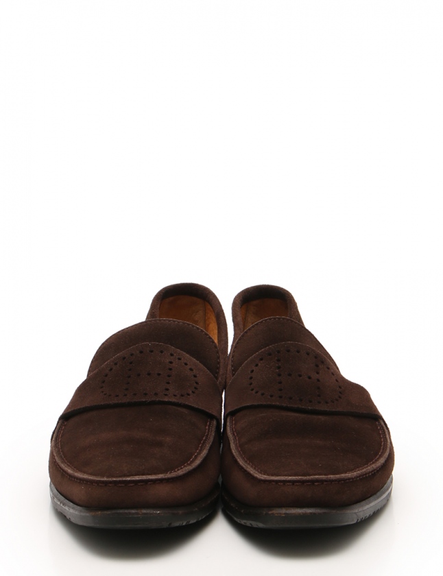 エルメス HERMES ダークブラウン スエード スリッポン