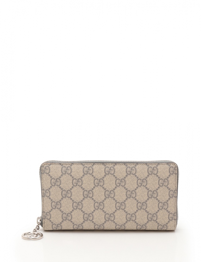 グッチ GUCCI ラウンドファスナー長財布 GGスプリーム アイボリー 
