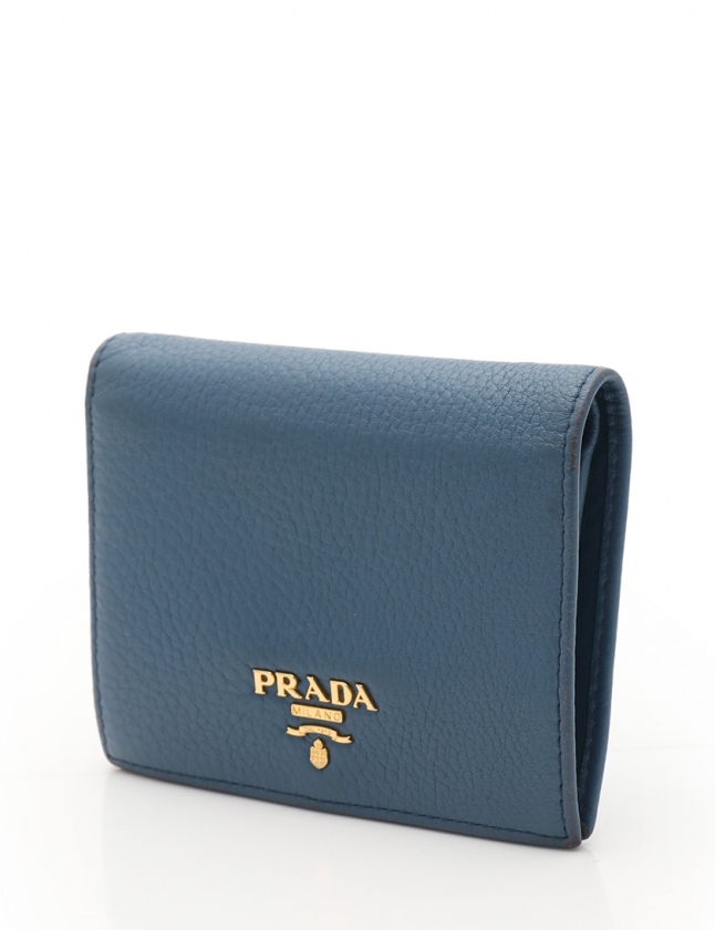 プラダ Prada 二つ折り財布 青 小物 レザー レディース 114 ベクトルパーク