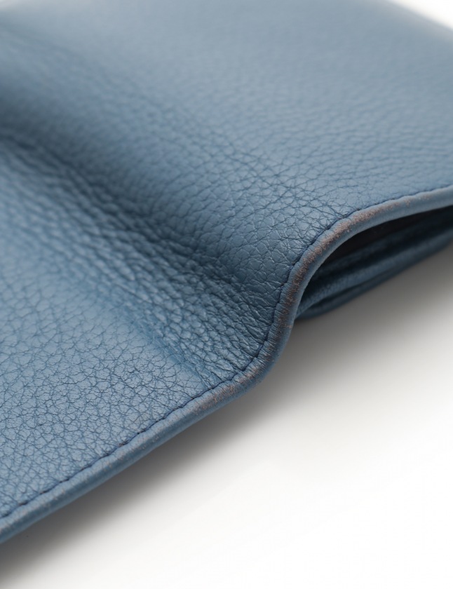 プラダ PRADA 二つ折り財布 青 小物 レザー レディース 114