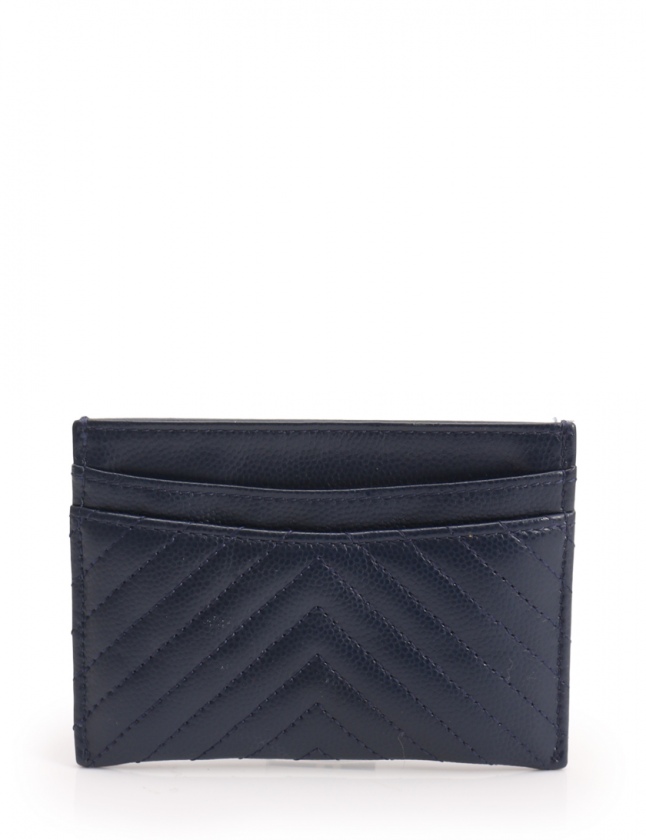 シャネル CHANEL カードケース Vステッチ ネイビー 小物 キャビア