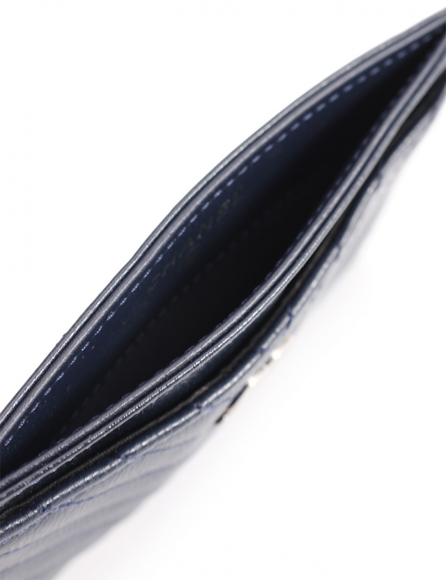 シャネル CHANEL カードケース Vステッチ ネイビー 小物 キャビア