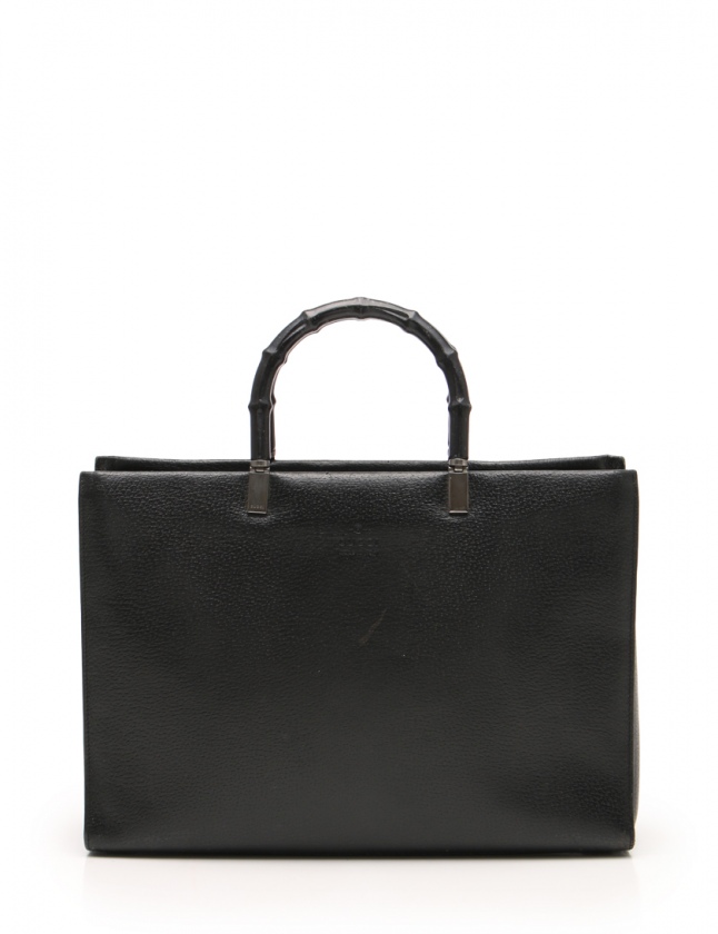 GUCCI グッチ レザー バンブーハンドル ブリーフケース/ブラック